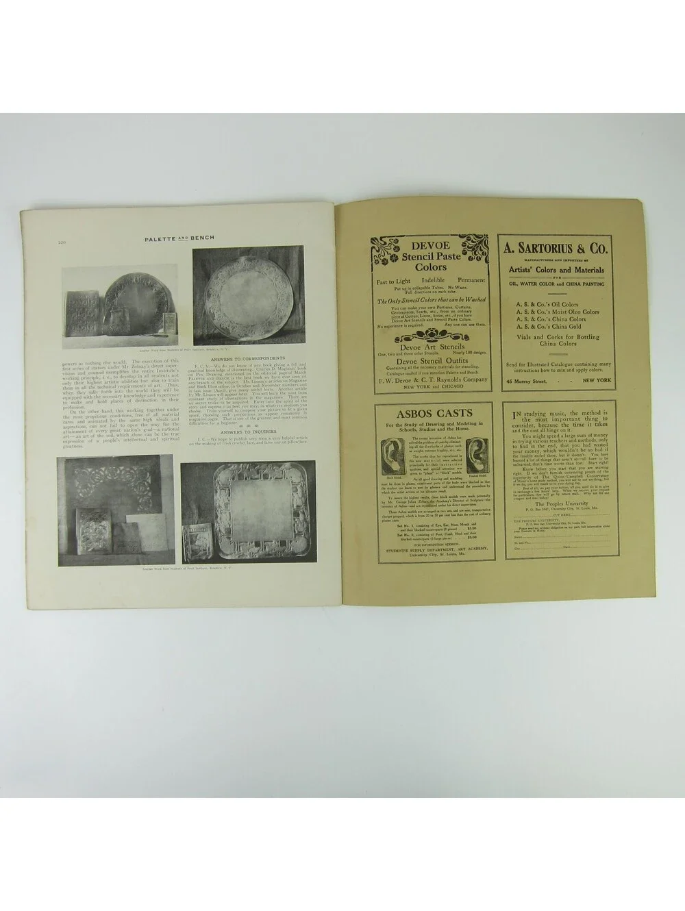 Palette and Bench Monthly Book for Art Lover Student Craftsman May 1910 Antique